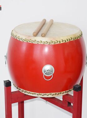大鼓牛皮成人堂鼓中国红鼓16 18 寸演出鼓舞蹈秧歌鼓威风舞狮锣鼓