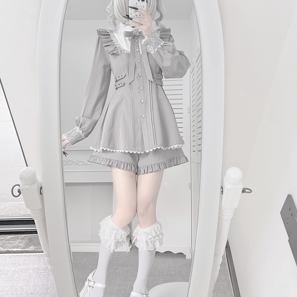 日系甜美娃娃领蝴蝶结连衣裙