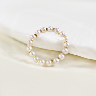 碎金子珍珠戒指极光小珍珠戒指诸暨天然淡水2mm珍珠戒指女S925银