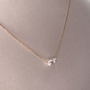 天然淡水AKOYA珍珠项链双珠路路通吊坠纯s925银单颗正圆珍珠颈链