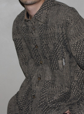 GcBrand Lab 美式复古休闲美拉德男女款拼色格纹衬衣毛呢长袖衬衫