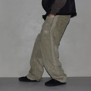 复古主题元 素 手工磨烂细节 GcBrand 灯芯绒休闲裤 AW25 水洗 Lab