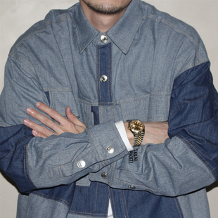 复古主题元 素 水洗做旧设计 GcBrand 牛仔衬衫 AW24 拼色细节 Lab