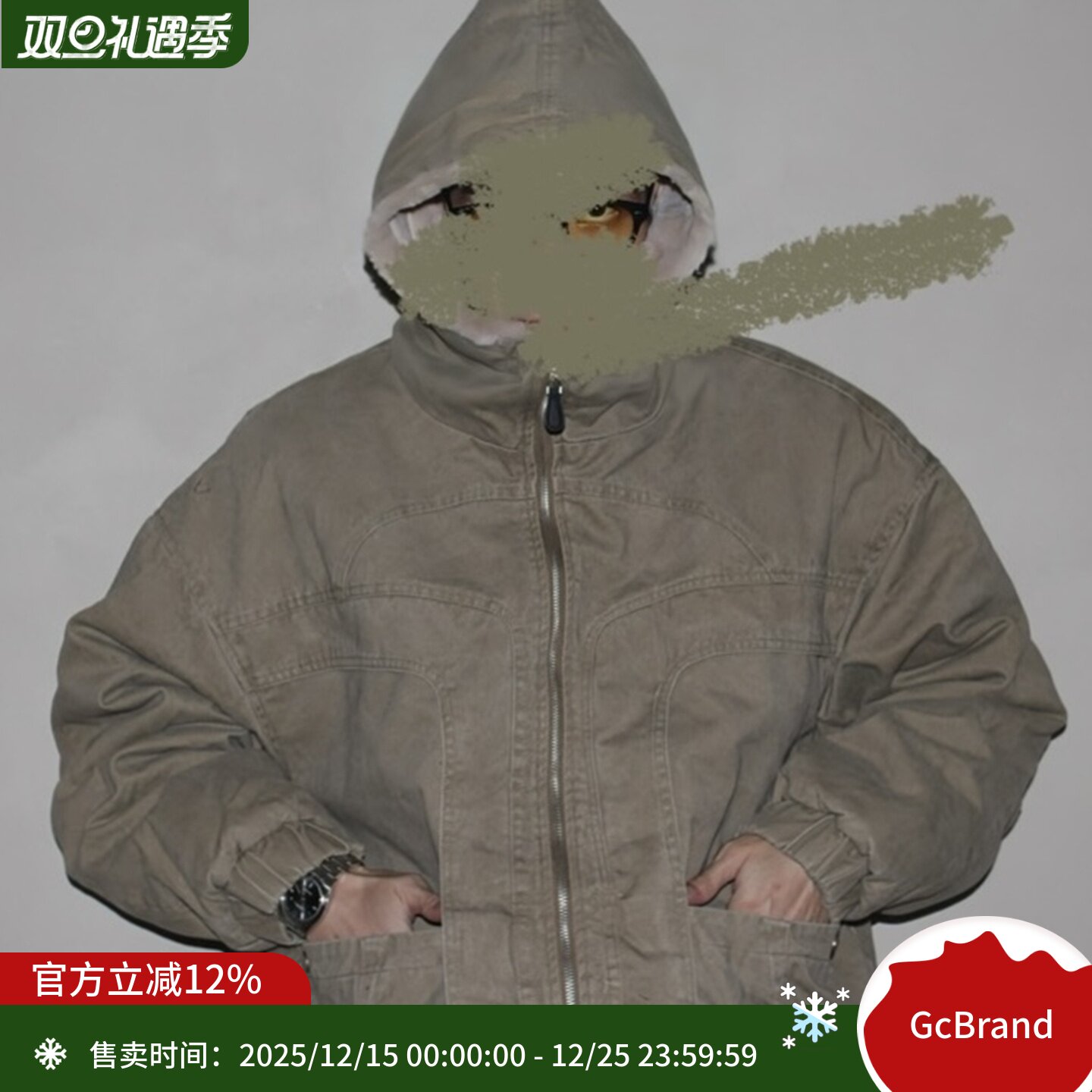 GcBrand Lab AW25 复古主题元素 水洗做旧连帽棉衣座山雕棉服外套