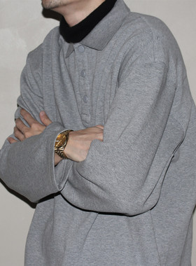 GcBrand Lab AW25 美式复古休闲宽松基础款POLO衫男女长袖T恤上衣