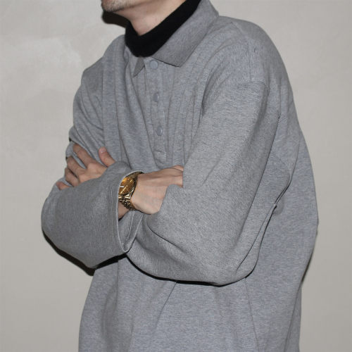 GcBrand Lab AW25 美式复古休闲宽松基础款POLO衫男女长袖T恤上衣
