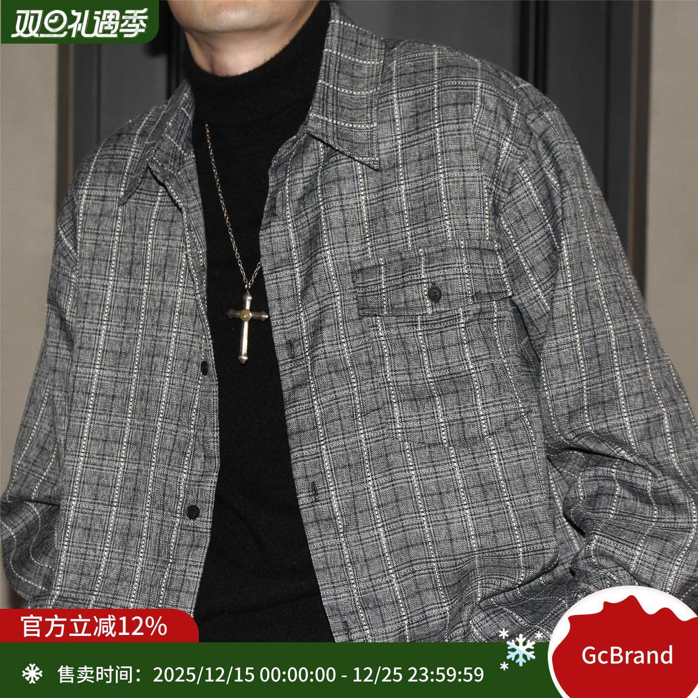 GcBrand Lab AW25 复古主题元素 美式休闲宽松男女款格子长袖衬衫