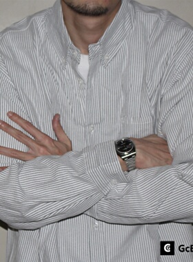 GcBrand AW24 复古主题元素 基础款 条纹长袖衬衫