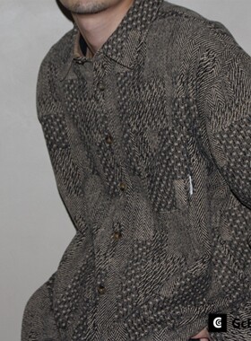 GcBrand Lab 美式复古休闲美拉德男女款拼色格纹衬衣毛呢长袖衬衫