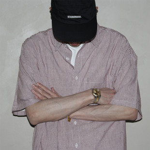 Shirt Stripe 复古基础款 日系休闲口袋条纹衬衫 GcBrand 短袖 Lab