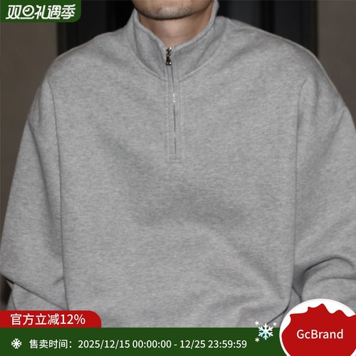 GcBrand Lab Sweater 复古主题元素 基础款 立领 半拉链 长袖卫衣