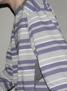 GcBrand Lab Tee 日系复古基础款 男女休闲情侣装拼接条纹长袖T恤