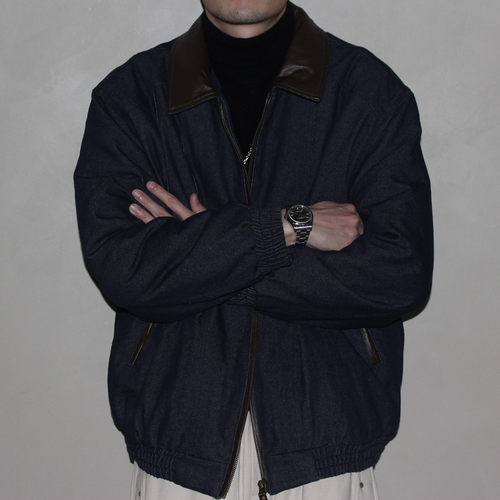 GcBrand Lab AW26 复古主题元素 皮翻领细节 牛仔棉服 棉衣外套男