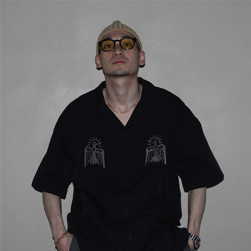 GcBrand Lab SS25 复古主题元素 动物刺绣图案 古巴领 短袖衬衫男