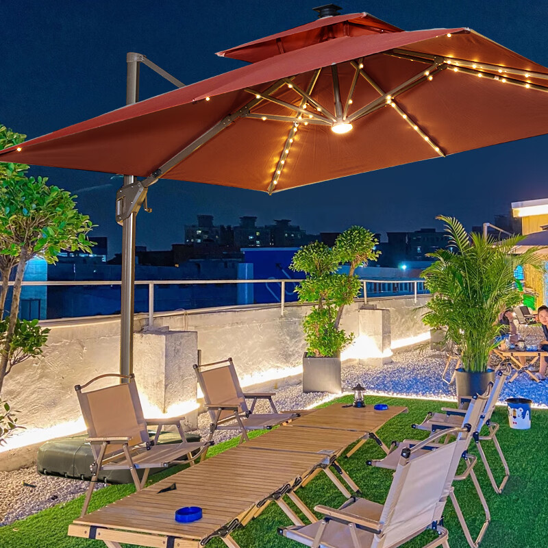 莫家（MO JIA）户外太阳能遮阳伞庭院花园大型LED灯摆摊罗马伞