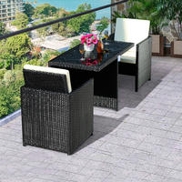 The balcony small table and chairs can be stored. Three-piece rattan chair set. Light luxury style tea table and tea table set of one table and two chairs thumbnail 3