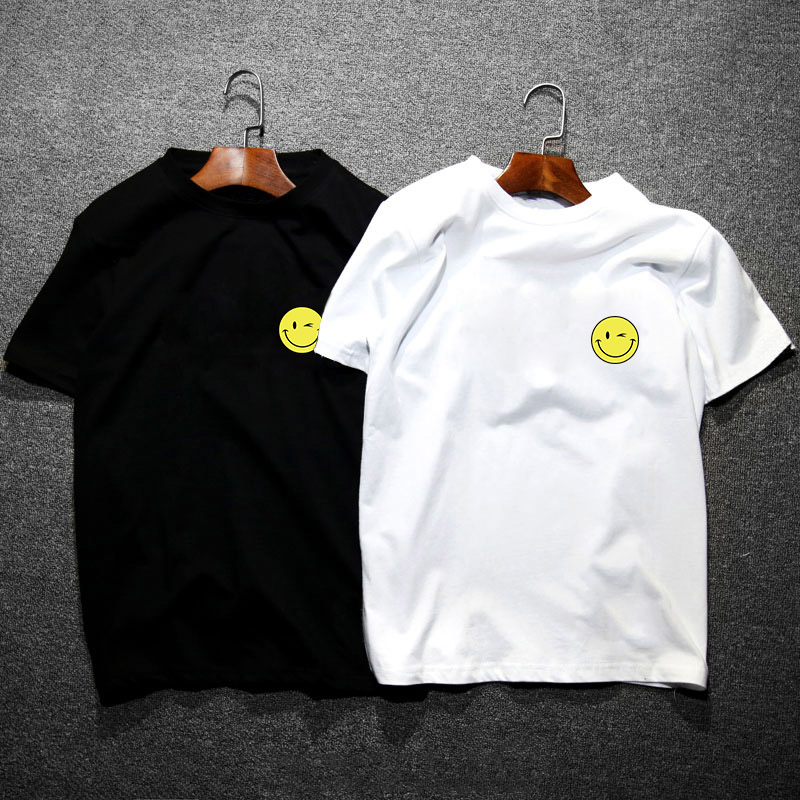 夏季潮流印花纯棉圆领白色T恤男短袖打底情侣上衣定制班服工作服