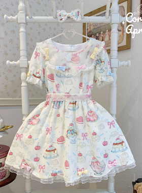 【现货】夏日甜品屋 OP 短袖 轻lo花瓣摆Lolita连衣裙