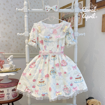 lolita甜系雪纺印花古早感