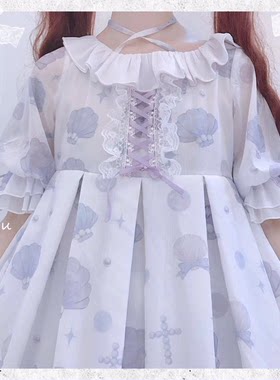 星河十字lolita蕾丝蝴蝶结连衣裙