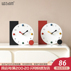 WOZOOM书房卧室ins桌面摆件家居座钟电视柜装饰品台钟玄关摆件