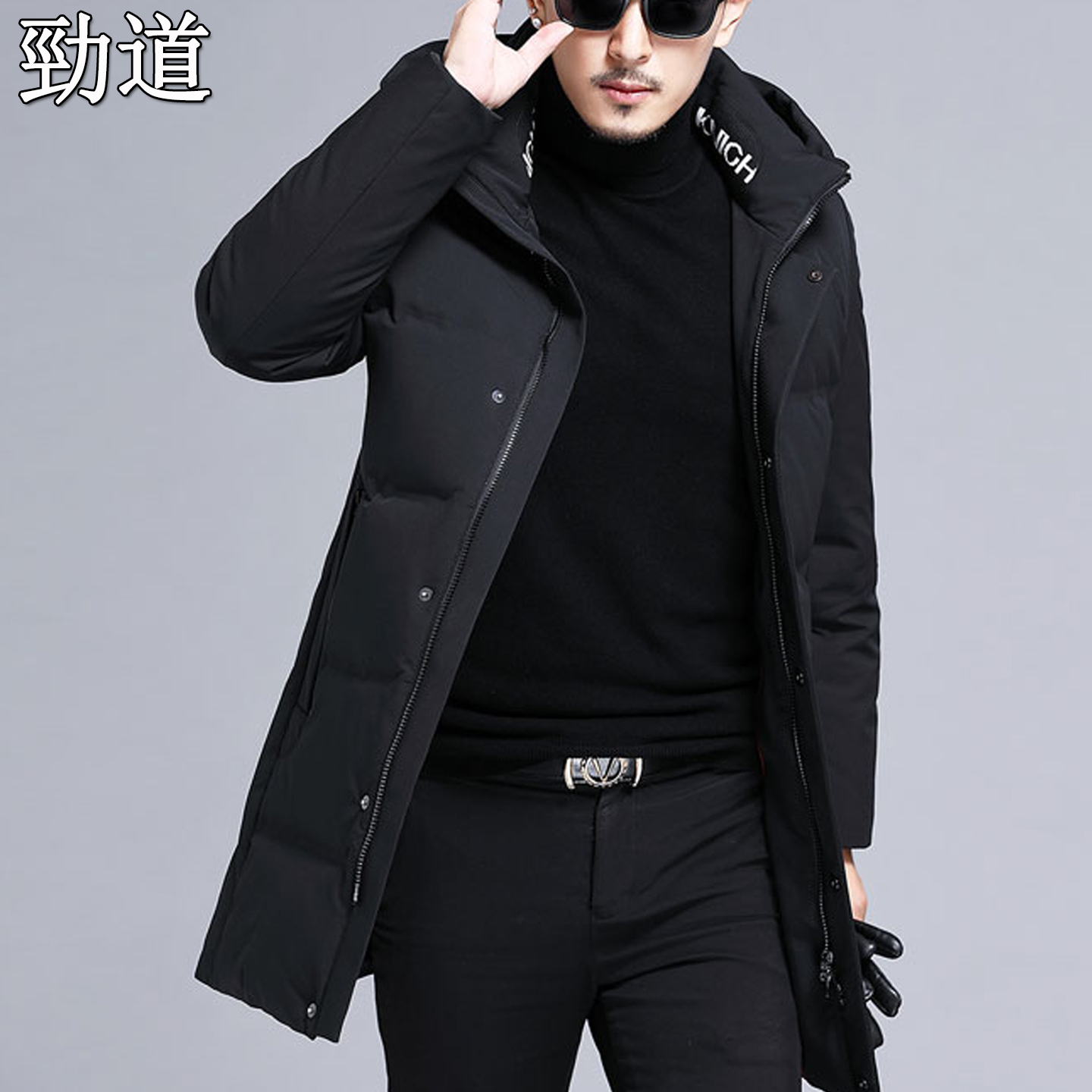 新款男士羽绒服冬季加厚保暖中长款连帽外套中青年爸爸装商务休闲