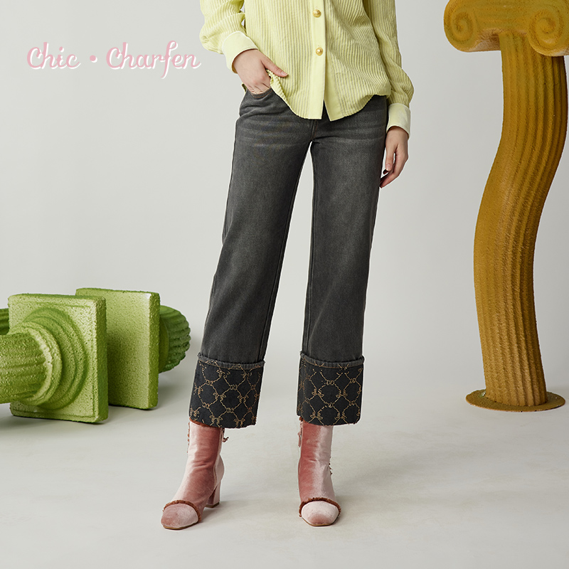 时尚复古百搭显瘦直筒牛仔裤