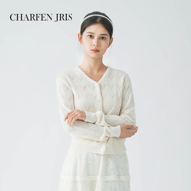 CHARFEN爱心镂空钩花针织开衫