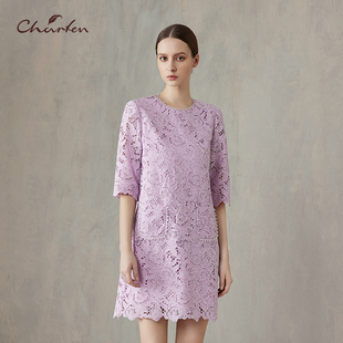 百搭显瘦重工钉珠连衣裙CFF2D103 时尚 1072G 新款 CHARFEN2025夏季