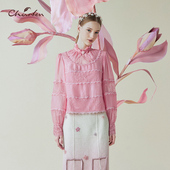 CHARFEN朝峰气质名媛优雅显瘦花边领衬衫 上衣女CFE1A380 3101T