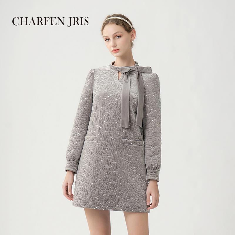 CHARFEN春季新款毛织连衣裙