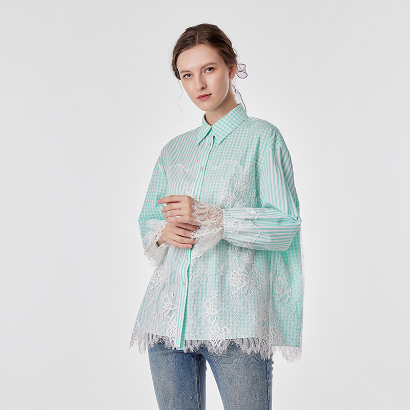 朝峰轻奢气质显白蕾丝衬衫上衣女