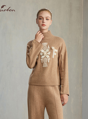 CHARFEN高领立体钉珠羊毛针织衫女长袖打底衫毛衣CFE5F356-3071C