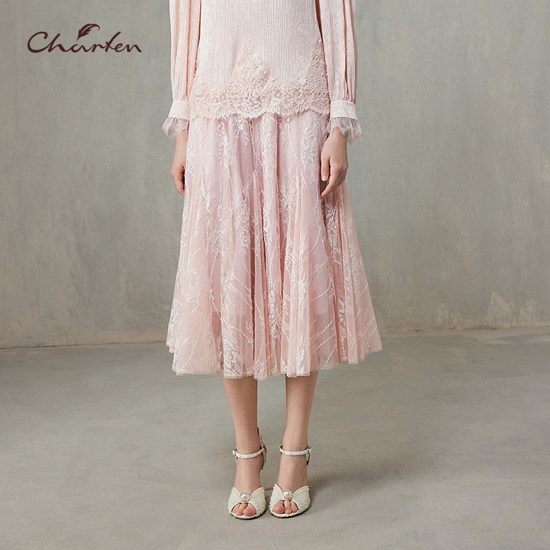 CHARFEN温柔优雅风蕾丝刺绣花半身裙女纱裙肌理感CFF1A052-0063E,女装/女士精品,半身裙,淘宝优惠券,粉丝福利购,淘宝优惠卷