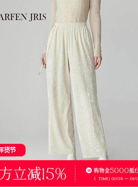 CHARFENJRIS 朝峰2025春丝绒休闲裤保暖高垂坠感CFF1A902-9003D