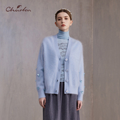 新款 时尚 显瘦重工钉珠针织羊绒开衫 CHARFEN秋季 CFE3C333 3055C