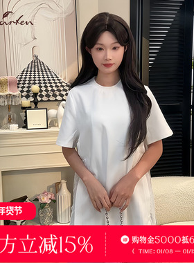 CHARFEN慵懒风圆领短袖针织衫女宽松百搭显瘦上衣CFF2G382-3122B