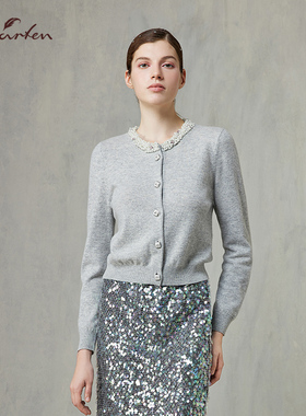 CHARFEN老钱风圆领镶钻针织开衫女高级感轻奢上衣CFF3C550-5079C