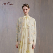 CHARFEN朝峰秋季 3038C CFE3B331 新款 罗纹显瘦重工钉珠针织开衫