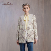 CHARFEN秋季 3012A 百搭显瘦重工钉珠小香风外套CFE3B310 新款 时尚