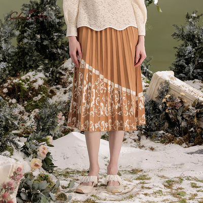 显瘦百搭A字裙百褶裙针织半身裙