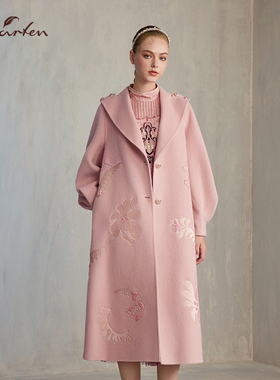 CHARFEN2024冬季时尚百搭显瘦重工钉珠双面呢大衣CFE5D001-0001V