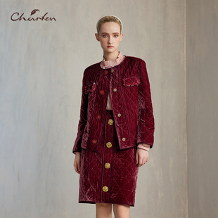 CHARFEN2024冬季新款重工高级感丝绒刺绣高贵外套CFE5D005-0005O