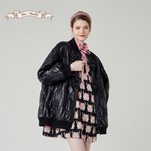 Charfen朝峰春新款 5012O 女棉服女黑色立领拉链保暖外套CFE1A509