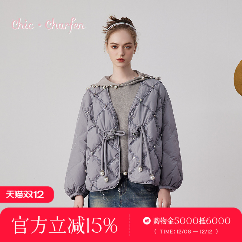 2025冬季新款菱形格羽绒服