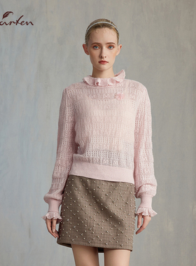 CHARFEN2024冬季新款甜美减龄镂空针织套头上衣女CFE5E351-3097C