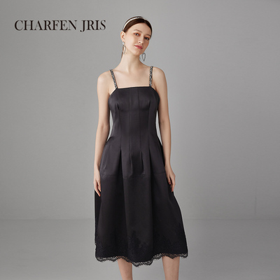 CHARFENJRIS朝峰春季气质高级感赫本风吊带连衣裙CFF1B916-9016G