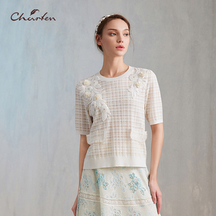 CHARFEN朝峰气质百搭显瘦圆领套头针织上衣女CFE2H060 0060C