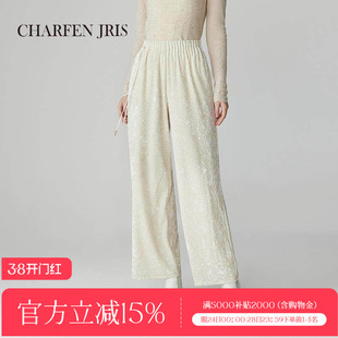 CHARFENJRIS 朝峰2025春丝绒休闲裤保暖高垂坠感CFF1A902-9003D
