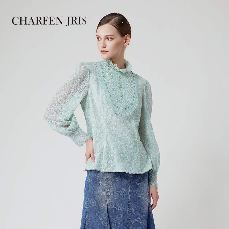 CHARFEN复古宫廷风蕾丝上衣